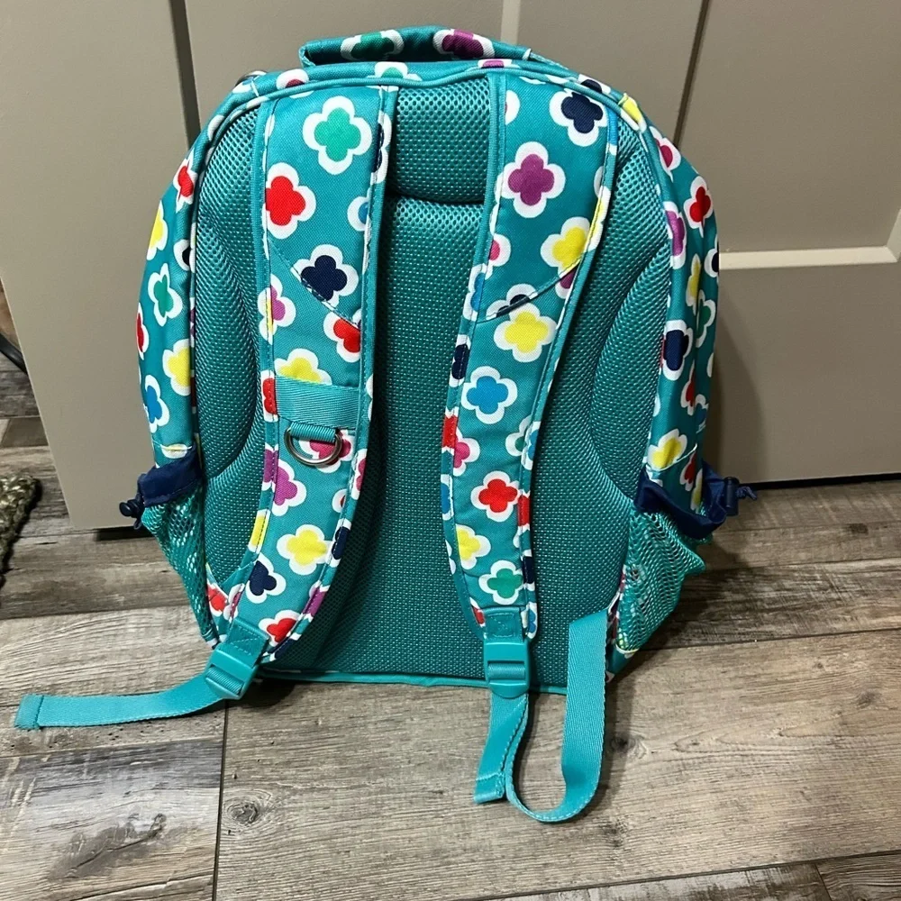 PB Teen Gear-Up model  Pottery Barn Teen Turquoise Backpack Multicolor Clover